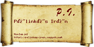 Pálinkás Irén névjegykártya